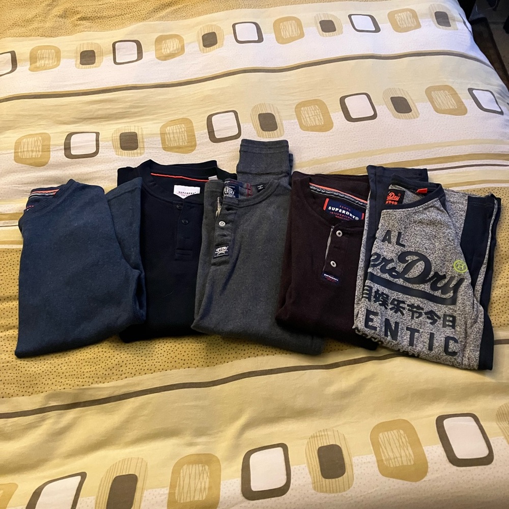 5 Superdry Long Sleeve Shirts. Small EUC